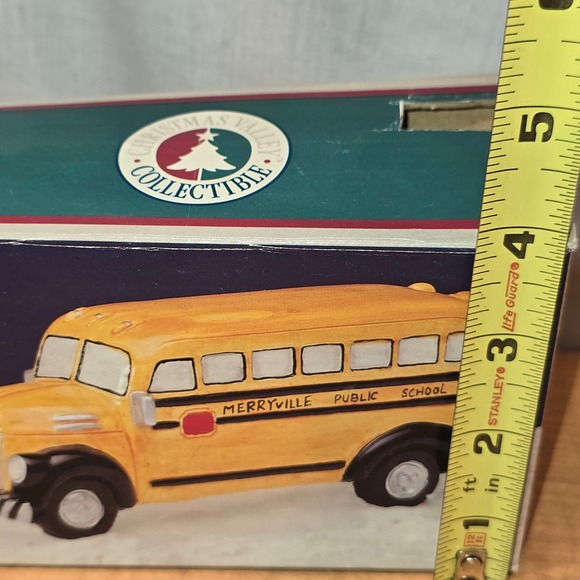 Vintage 1993 Christmas Valley Village Merryville‎ Public School Bus Hand-Painted - Picture 9 of 11